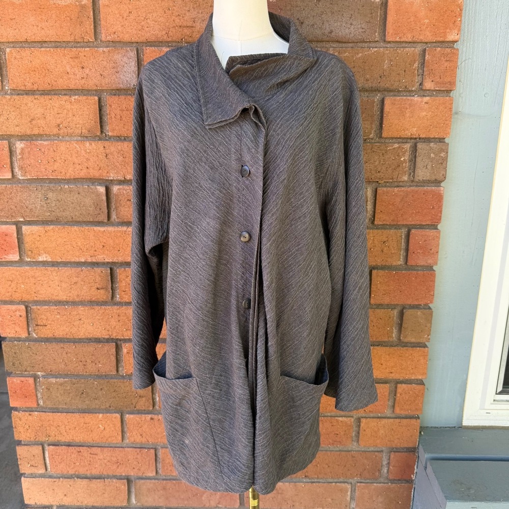 Asiatica Kansas City Artist Jacket Lagenlook Textured Oversized | Gray | L/XL‎